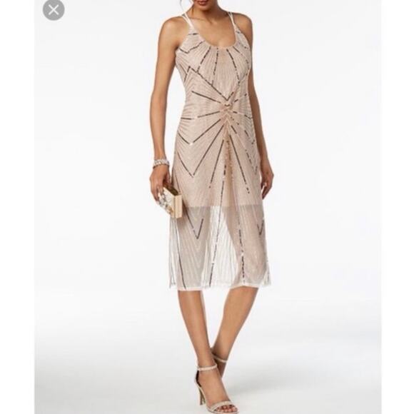 BCBGeneration Nude Sequin Midi Party Dress Size 4 NWOT Birthday - Picture 1 of 8